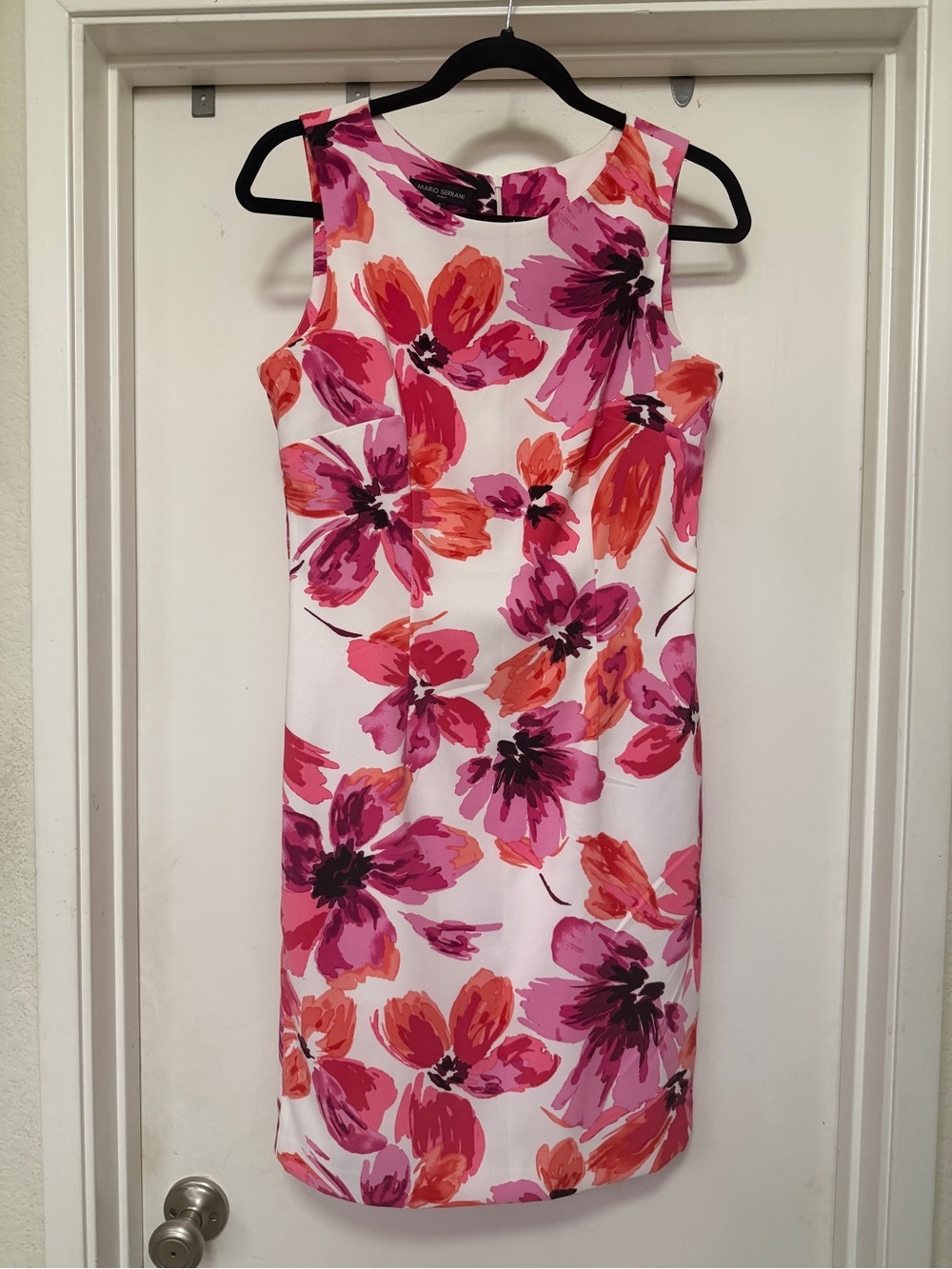 Mario Serrano floral shift dress - pink/white size 6